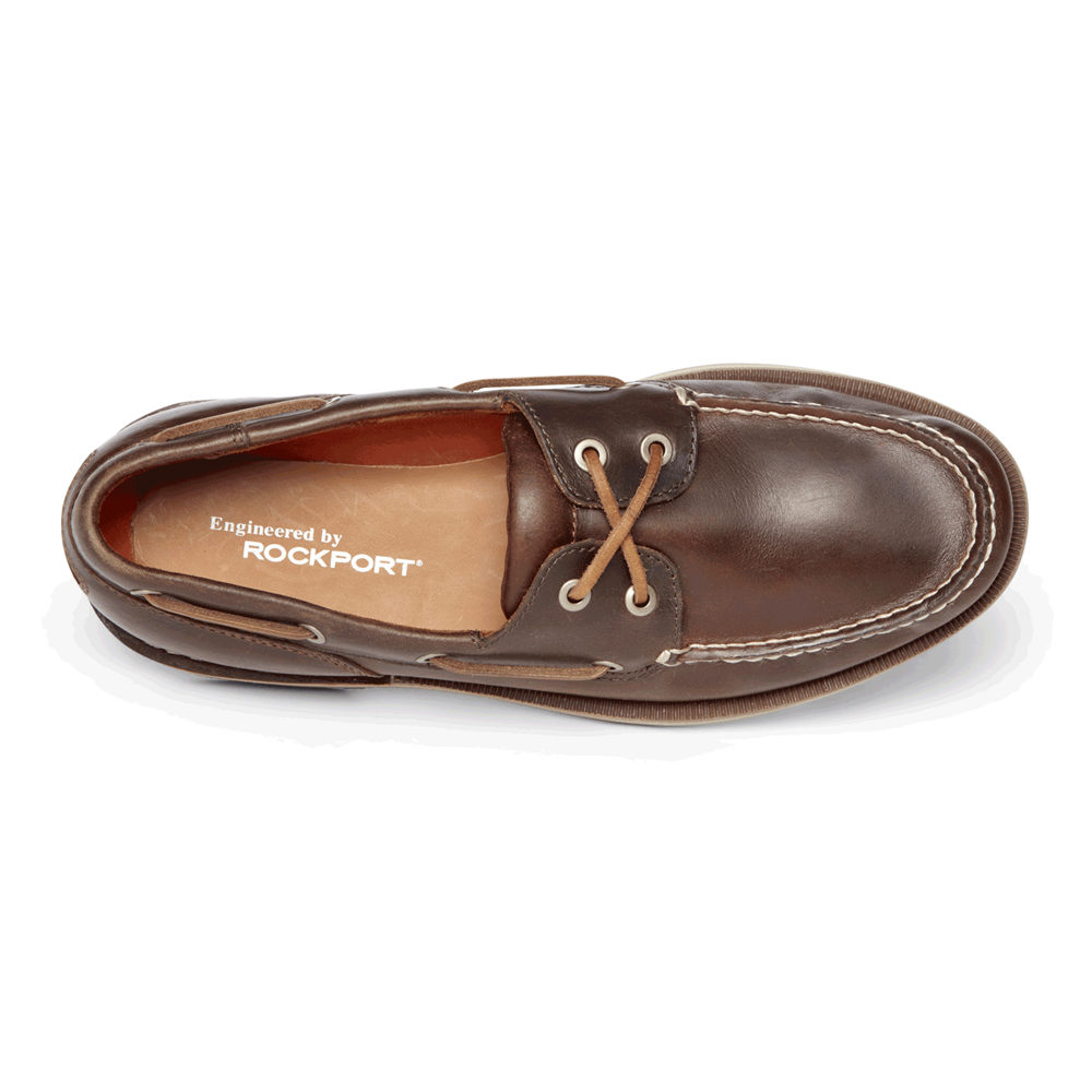 Rockport Boat Shoes Mens South Africa - Rockport Perth Brown